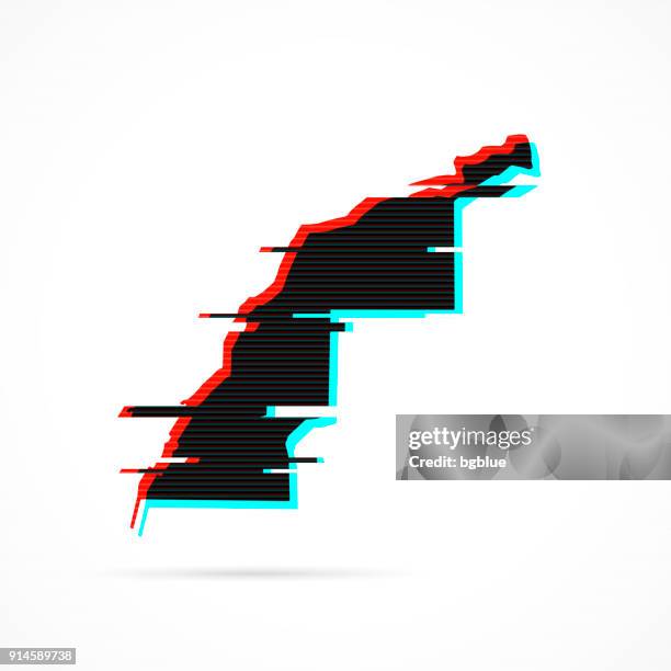 western sahara map in distorted glitch style. modern trendy effect - black static stock illustrations