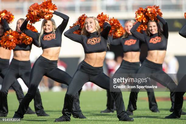 Oklahoma State Cowboys cheerleaders during the Big 12 conference college Bedlam rivalry football game between the Oklahoma Sooners and the Oklahoma...