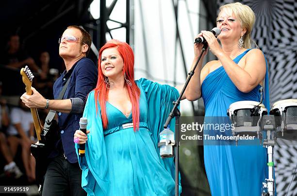 Keith Strickland, Kate Pierson, and Cindy Wilson of The B-52's perform as part of the Austin City Limits Music Festival at Zilker Park on October 4,...