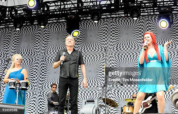 Cindy Wilson, Fred Schneider, and Kate Pierson of The B-52's perform as part of the Austin City Limits Music Festival at Zilker Park on October 4,...