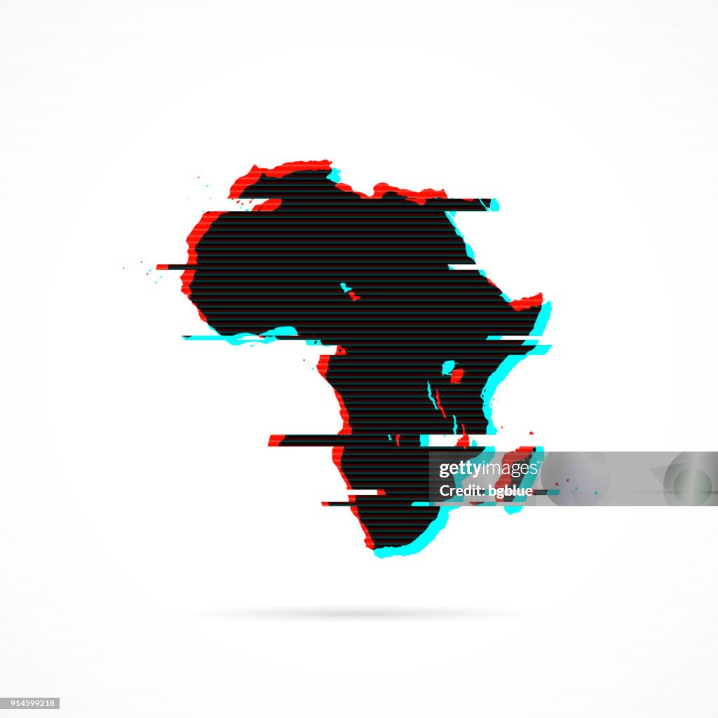 Africa map in distorted glitch style. Modern trendy effect