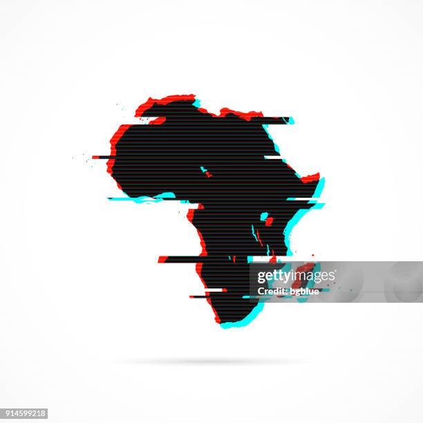 africa map in distorted glitch style. modern trendy effect - réunion stock illustrations