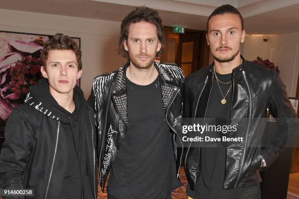 Tom Holland, Marc Jacques Burton and Erik Johansson attend the GQ Car Awards 2018 in association with Michelin at Corinthia London on February 5,...