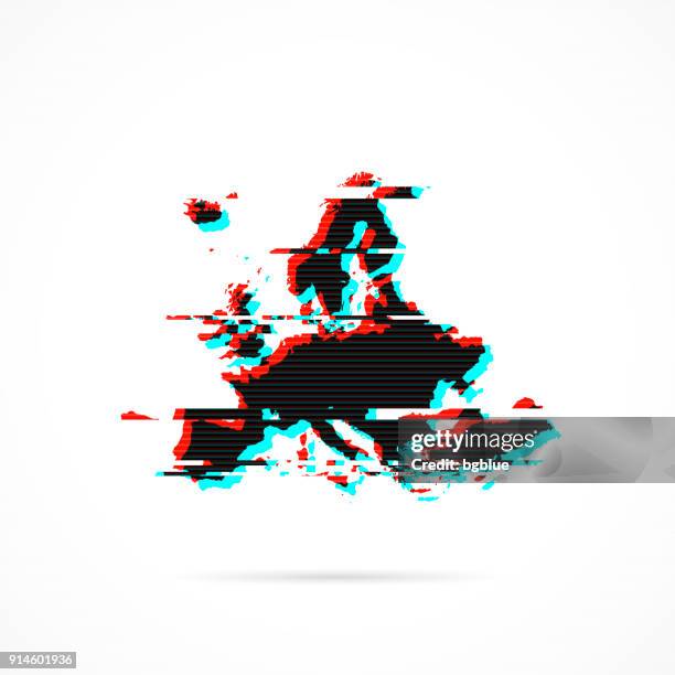 europe map in distorted glitch style. modern trendy effect - static texture stock illustrations