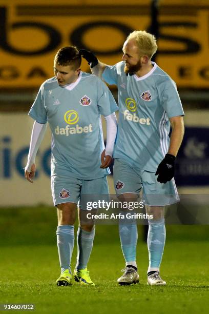 Lee Connelly of Sunderland celebrates his goal with Jonny Williams during the Premier League 2 match between West Ham United and Sunderland at...