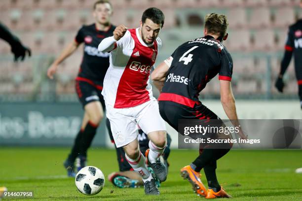 Amin Younes of Ajax U23, Stephen Warmolts of Helmond Sport during the Dutch Jupiler League match between Ajax U23 v Helmond Sport at the De Toekomst...