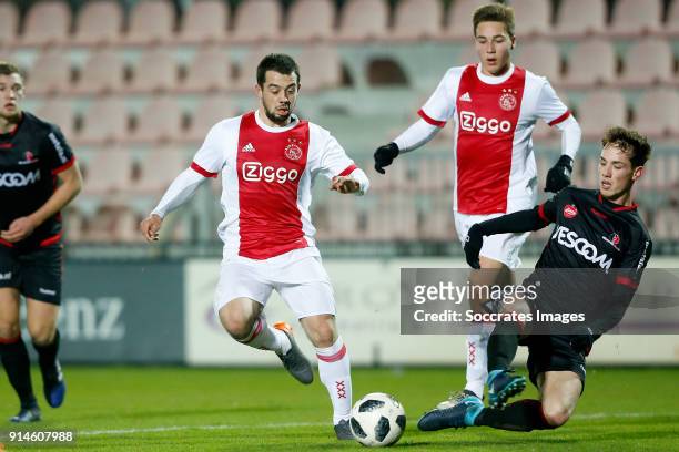 Amin Younes of Ajax U23, Dylan de Braal of Helmond Sport during the Dutch Jupiler League match between Ajax U23 v Helmond Sport at the De Toekomst on...