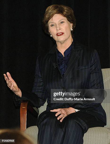 Former first lady Laura Bush attends the 3rd Annual More Magazine Reinvention Convention at Pier Sixty at Chelsea Piers on October 5, 2009 in New...