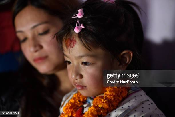 5yrs old NIHIRA BAJRACHARYA along with her mother MOHINI BAJRACHARYA as after selected as the new Living Goddess of Patan known as Kumari at Patan,...