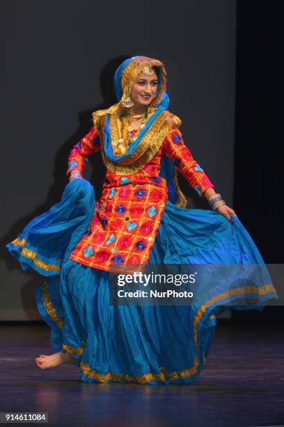 Contestant competes in the traditional Giddha folk dance segment during the Miss World Punjaban beauty pageant held in Mississauga, Ontario, Canada...