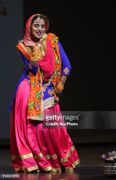 Contestant competes in the traditional Giddha folk dance segment during the Miss World Punjaban beauty pageant held in Mississauga, Ontario, Canada...