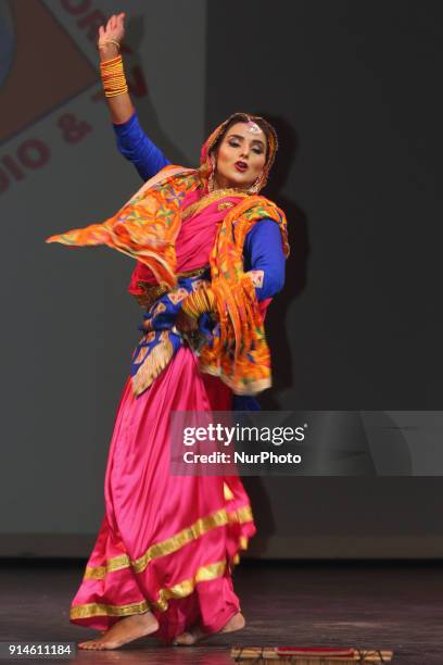 Contestant competes in the traditional Giddha folk dance segment during the Miss World Punjaban beauty pageant held in Mississauga, Ontario, Canada...