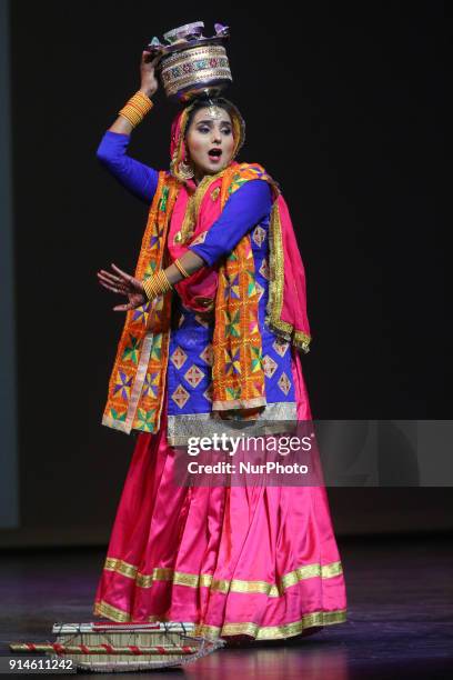 Contestant competes in the traditional Giddha folk dance segment during the Miss World Punjaban beauty pageant held in Mississauga, Ontario, Canada...