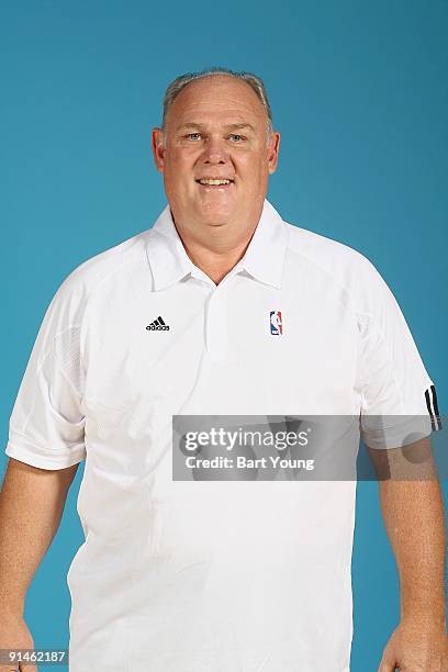 Head Coach George Karl of the Denver Nuggets poses for a portrait during 2009 NBA Media Day on September 25, 2009 at the Pepsi Center in Denver,...