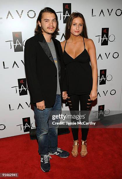 Actor Emile Hirsch and Brianna Domont attend the TAO and LAVO anniversary weekend held at TAO in the Venetian Resort Hotel Casino on October 3, 2009...