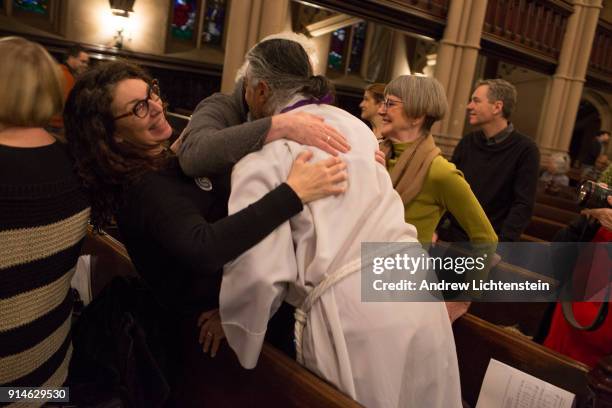 New Sanctuary movement activist Ravi Ragbir receives a "Bishop's Cross" and the official protection of the Episcopal Church at a ceremony on February...