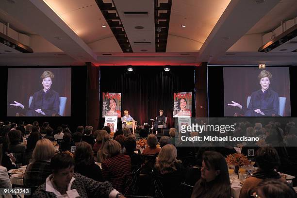 Anchorwoman Mika Brzezinski and former First Lady Laura Bush take part in a Q&A at the 3rd Annual More Magazine Reinvention Convention at Pier Sixty...