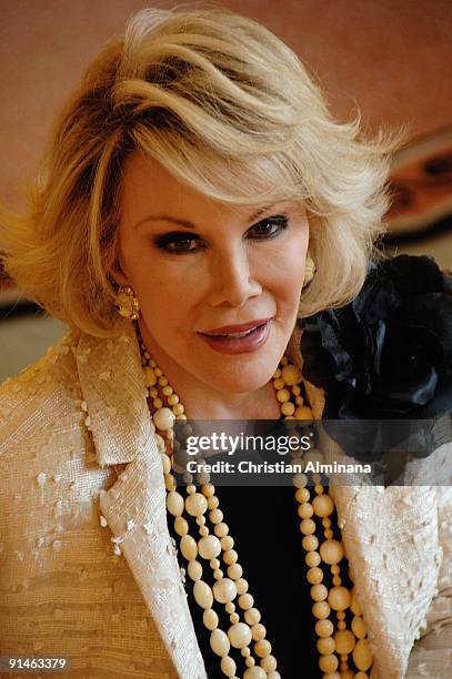 Comedy icon Joan Rivers attends a photocall for 'Roast' at Martinez Hotel during the 25th MIPCOM on October 5, 2009 in Cannes, France.