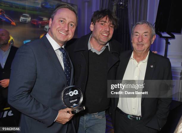 Andrew Doyle, Alex James and Nick Mason attend the GQ Car Awards 2018 in association with Michelin at Corinthia London on February 5, 2018 in London,...