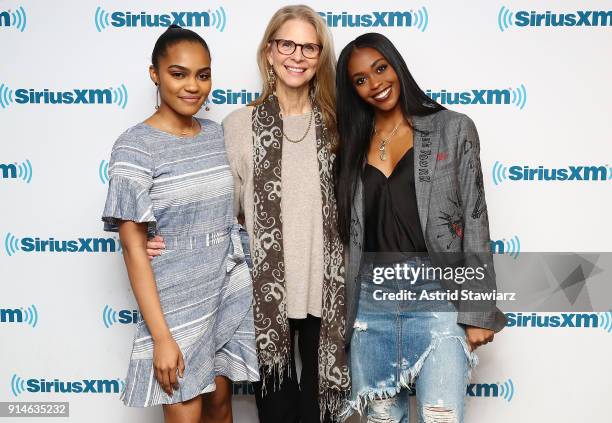 Actresses China Anne McClain, Lindsay Wagner and Nafessa Williams visit the SiriusXM Studios on February 5, 2018 in New York City.