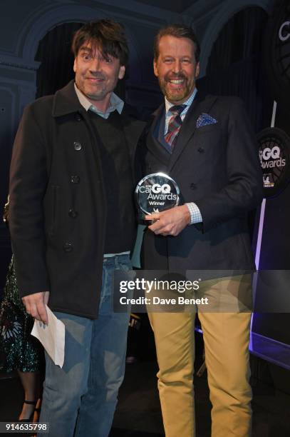 Alex James and Stefan Sielaff attend the GQ Car Awards 2018 in association with Michelin at Corinthia London on February 5, 2018 in London, England.