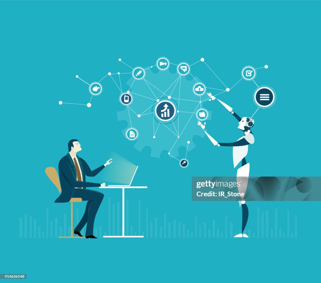 Rpa Robotic Progress Automatisation Concept Illustration Humans Vs ...