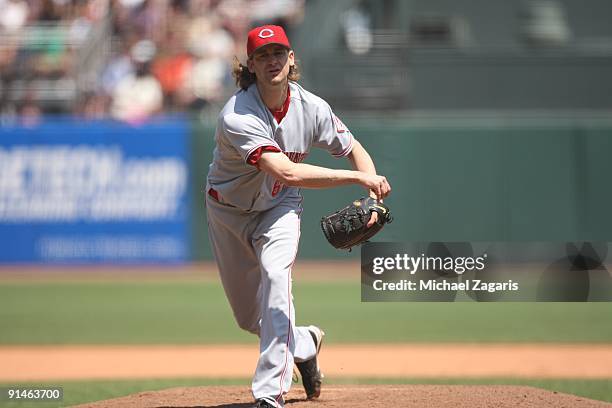 Bronson Arroyo of the Cincinnati Reds pitching during the game against the San Francisco Giants at the AT&T Park in San Francisco, California on...