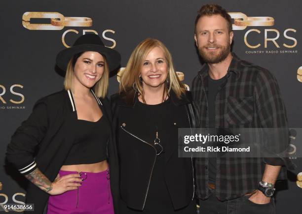 Singer-songwriter Cassadee Pope, Mayor Megan Barry and singer-songwriter Dierks Bentley attend CRS 2018 Day 1 on February 5, 2018 in Nashville,...