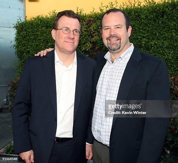 Universal Pictures Chairmen David Linde and Marc Shmuger pose at the premiere of Universal's "I Now Pronounce You Chuck and Larry" at the Gibson...