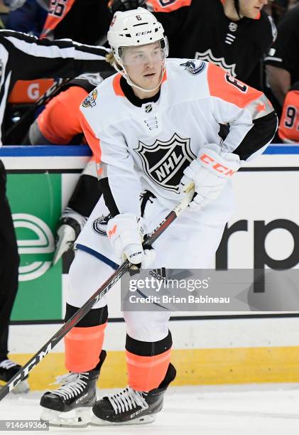 Brock Boeser of the Vancouver Canucks plays in the 2018 Honda NHL All-Star Game between the Central Division and the Pacific Divison at Amalie Arena...