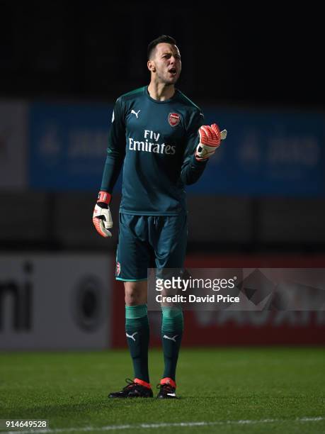 Dejan Iliev of Arsenal during the Premier League 2 match between Arsenal and Everton at Meadow Park on February 5, 2018 in Borehamwood, England.