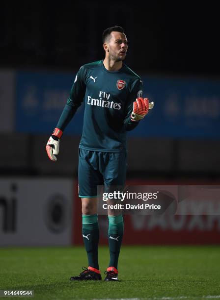 Dejan Iliev of Arsenal during the Premier League 2 match between Arsenal and Everton at Meadow Park on February 5, 2018 in Borehamwood, England.