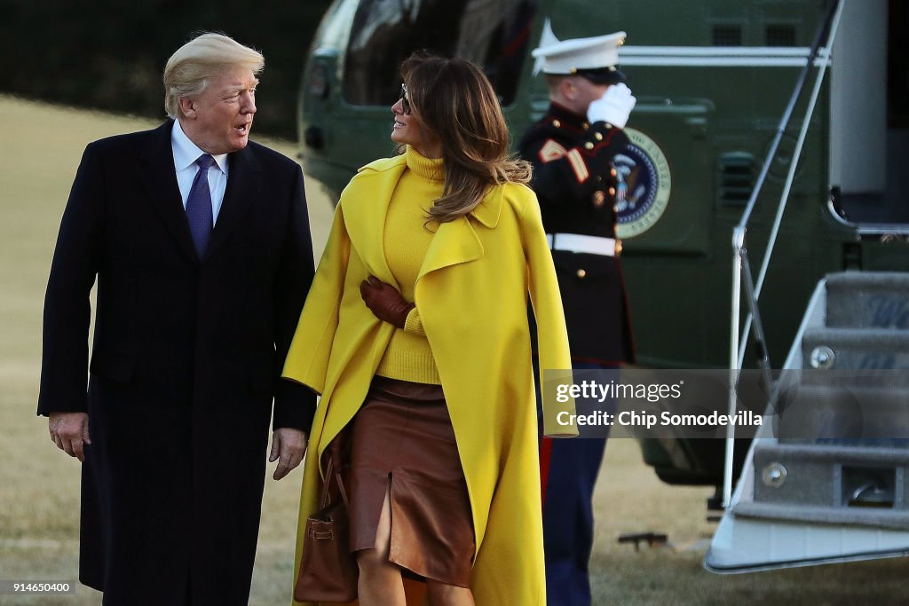 President And Mrs Trump Return To The White House
