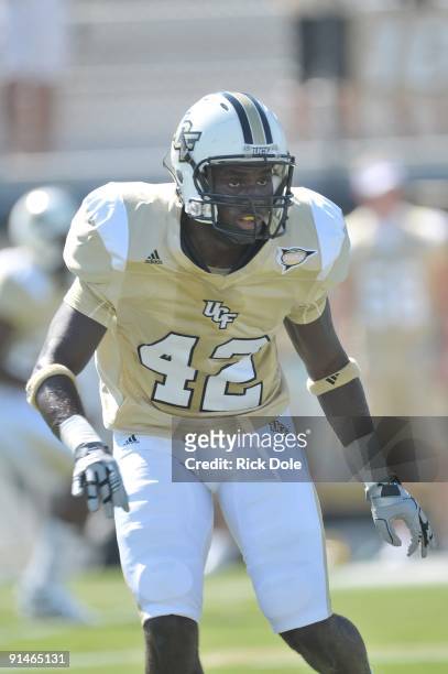 Linebacker Loren Robinson of the Central Florida Knights looks on during the game against the Memphis Tigers at Bright House Networks Stadium on...