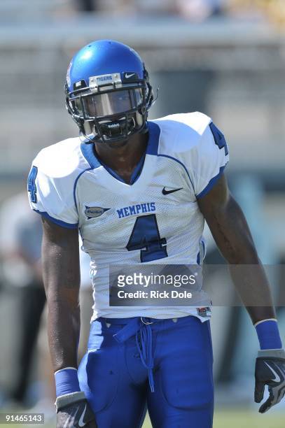 Defensive back Darius Davis of the Memphis Tigers against the Central Florida Knights at Bright House Networks Stadium on October 3, 2009 in Orlando,...