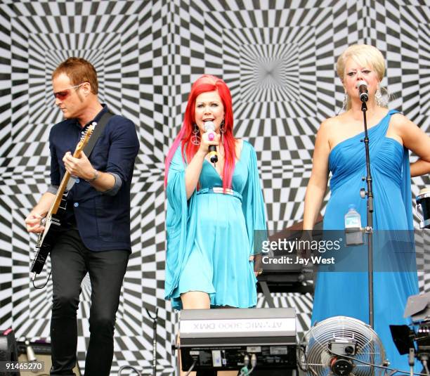 Keith Strickland, Kate Pierson and Cindy Wilson of The B-52s perform on day 3 of the Austin City Limits Music Festival at Zilker Park on October 4,...