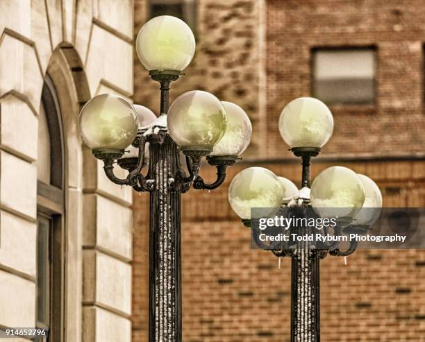 vintage street lights - bloomington illinois stock pictures, royalty-free photos & images