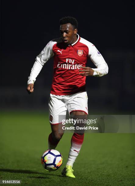 Tolaji Bola of Arsenal during the Premier League 2 match between Arsenal and Everton at Meadow Park on February 5, 2018 in Borehamwood, England.
