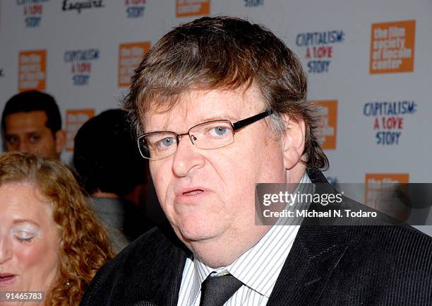 Michael Moore attends the premiere of "Capitalism: A Love Story" at Lincoln Center for the Performing Arts on September 21, 2009 in New York City.