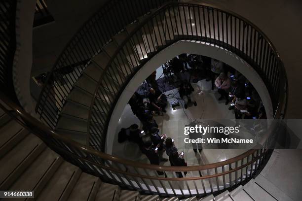 Rep. Adam Schiff , ranking member of the House Permanent Select Committee on Intelligence, answers questions following a committee meeting at the...