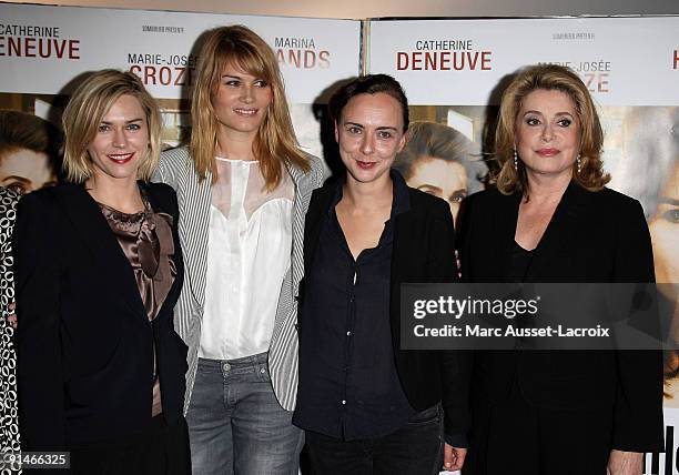 Marie-Josee Croze and Marina Hands and Julie Lopes-Curval and Catherine Deneuve attend the "Meres et Filles" Paris Premiere at UGC Cine Cite des...