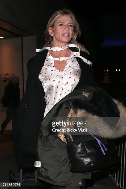 Zoe Ball seen leaving the BBC after filming The One Show on February 5, 2018 in London, England.