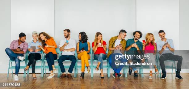 social media concept - chairs in a row stock pictures, royalty-free photos & images