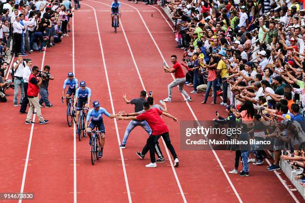 1st Colombia Oro y Paz 2018 / Team Presentation Team Movistar / Nairo Quintana / Victor De La Parte / Antonio Pedrero Lopez / Fans / Public / Estadio...