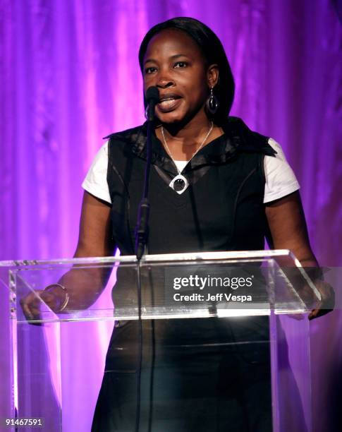 Darfurian Niemat Ahmadi speaks at Variety's 1st Annual Power of Women Luncheon at the Beverly Wilshire Hotel on September 24, 2009 in Beverly Hills,...