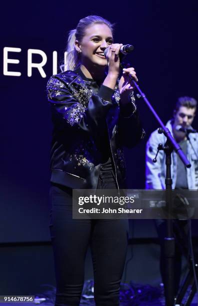 Kelsea Ballerini performs onstage during the 2018 Black River Entertainment CRS show featuring Jacob Davis, Abby Anderson, Kelsea Ballerini, and...