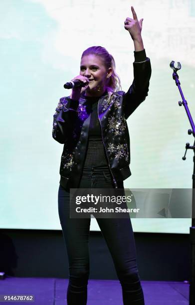 Kelsea Ballerini performs onstage during the 2018 Black River Entertainment CRS show featuring Jacob Davis, Abby Anderson, Kelsea Ballerini, and...