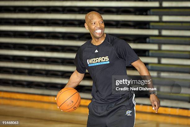 Assistant coach Sam Cassell of the Washington Wizards smiles during the 2009 NBA Training Camp at the Siegel Center on the campus of Virginia...