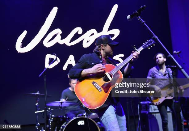 Jacob Davis performs onstage during the 2018 Black River Entertainment CRS show featuring Jacob Davis, Abby Anderson, Kelsea Ballerini, and special...