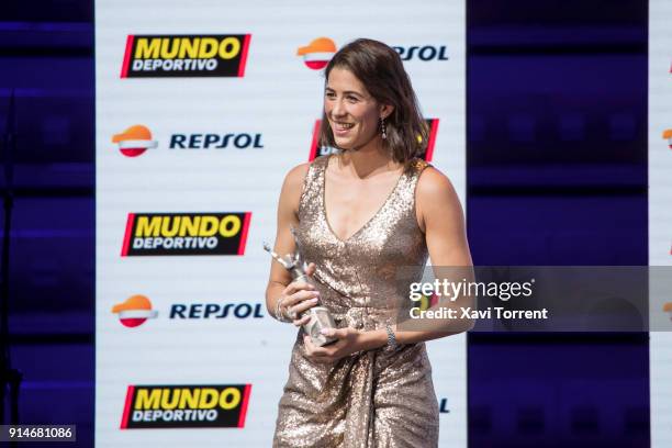 Garbiñe Muguruza receives the best sportwoman of the year award during the 70th Mundo Deportivo Gala on February 5, 2018 in Barcelona, Spain.